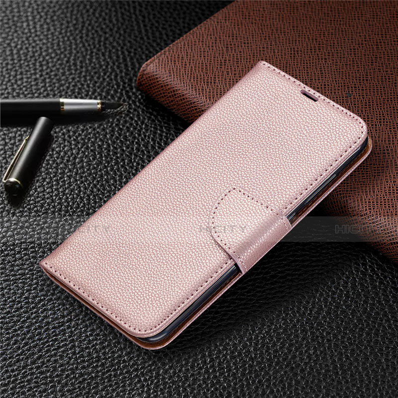 Custodia Portafoglio In Pelle Cover con Supporto T02 per Xiaomi Redmi Note 9 Oro Rosa
