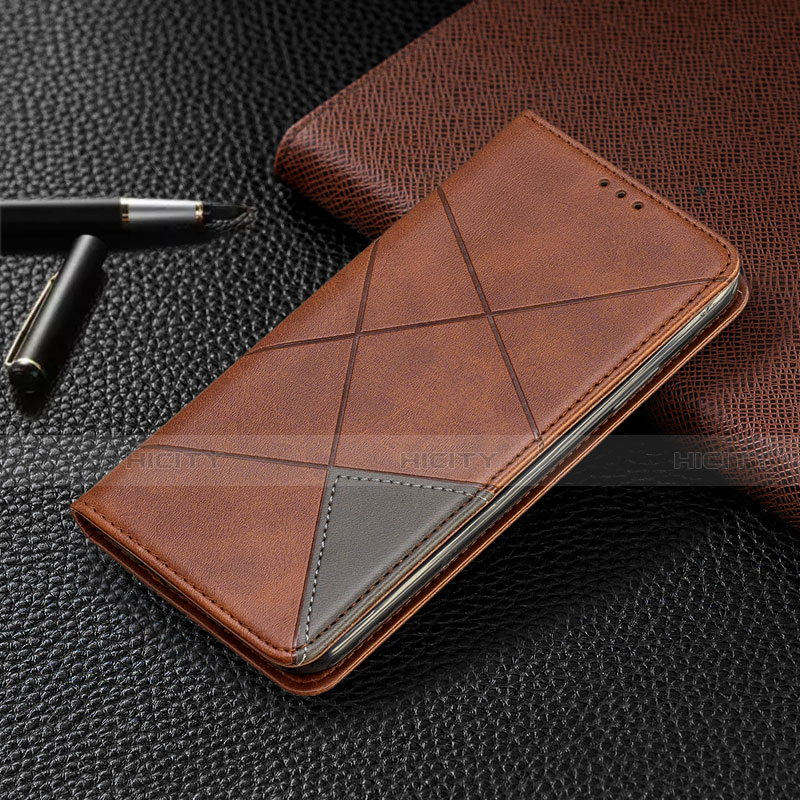 Custodia Portafoglio In Pelle Cover con Supporto T02 per Xiaomi Redmi Note 9 Pro Marrone