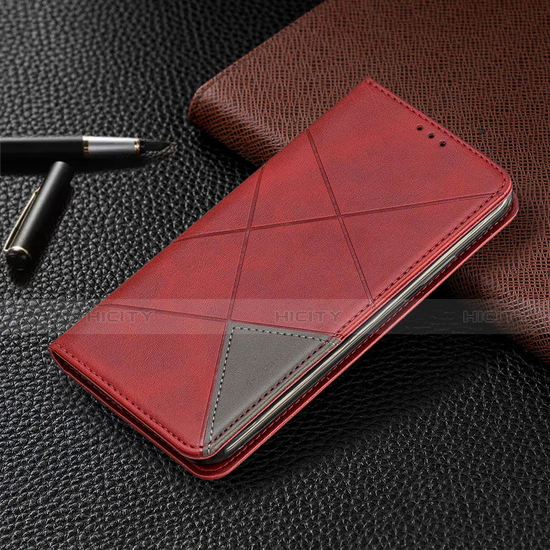 Custodia Portafoglio In Pelle Cover con Supporto T02 per Xiaomi Redmi Note 9 Pro Rosso