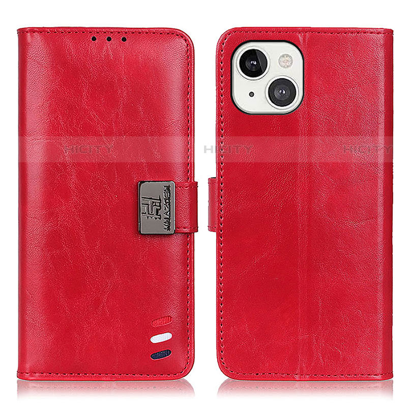 Custodia Portafoglio In Pelle Cover con Supporto T03 per Apple iPhone 14 Rosso