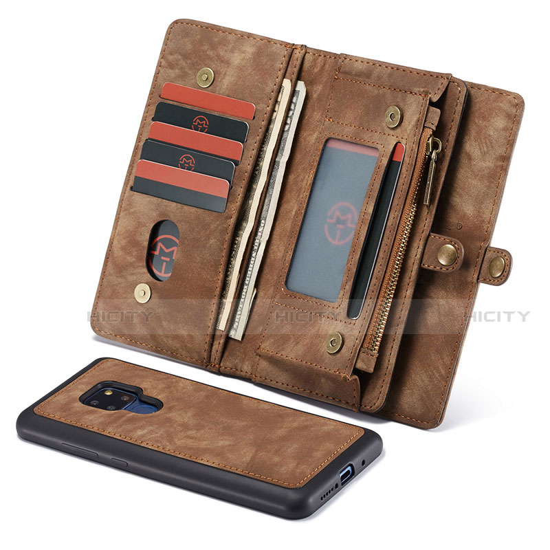 Custodia Portafoglio In Pelle Cover con Supporto T03 per Huawei Mate 20 Marrone