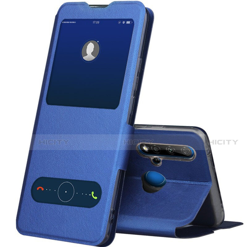 Custodia Portafoglio In Pelle Cover con Supporto T03 per Huawei P20 Lite (2019) Blu