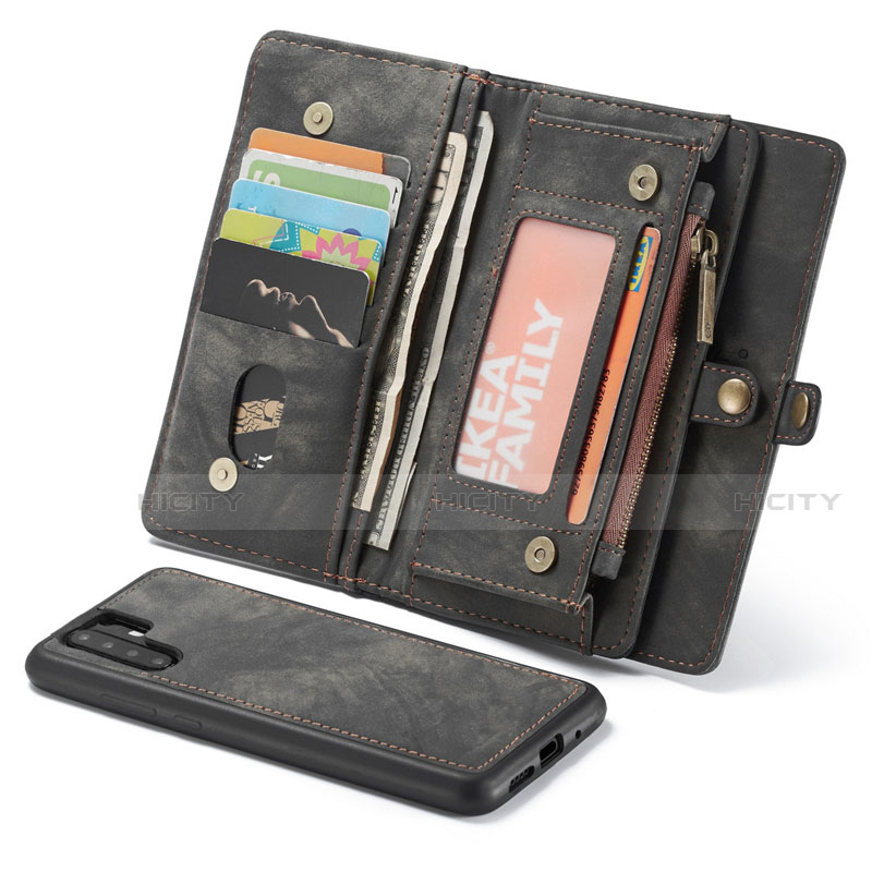 Custodia Portafoglio In Pelle Cover con Supporto T03 per Huawei P30 Pro Nero