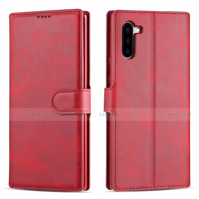 Custodia Portafoglio In Pelle Cover con Supporto T03 per Samsung Galaxy Note 10 Rosso