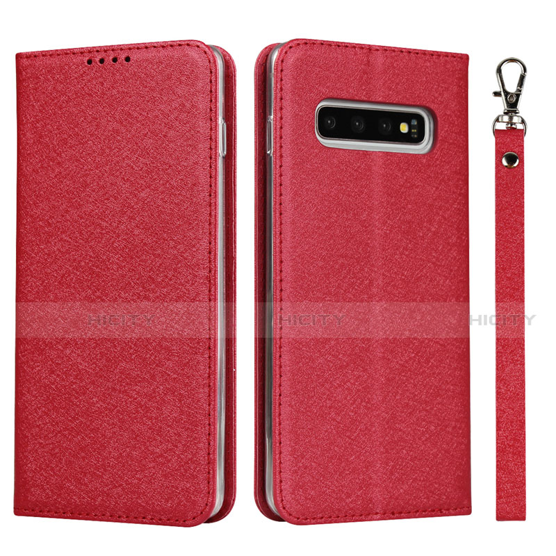 Custodia Portafoglio In Pelle Cover con Supporto T03 per Samsung Galaxy S10 5G Rosso