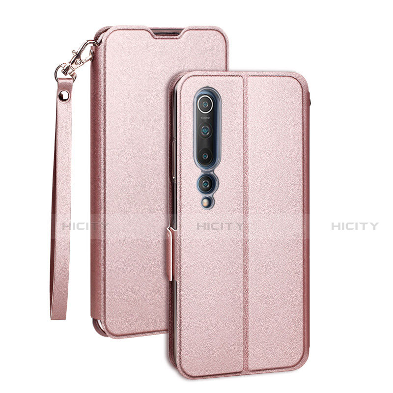 Custodia Portafoglio In Pelle Cover con Supporto T03 per Xiaomi Mi 10 Oro Rosa