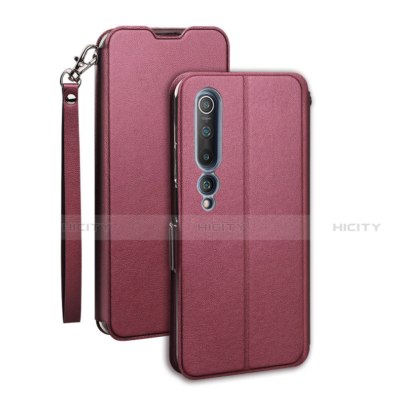 Custodia Portafoglio In Pelle Cover con Supporto T03 per Xiaomi Mi 10 Rosso Rosa