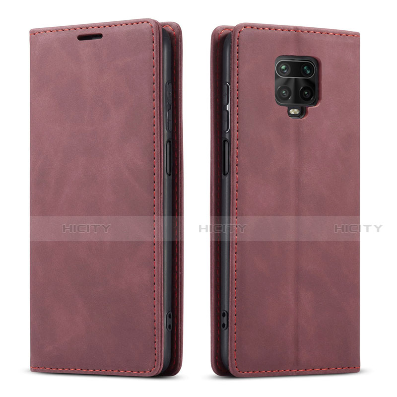 Custodia Portafoglio In Pelle Cover con Supporto T03 per Xiaomi Redmi Note 9 Pro Rosso Rosa