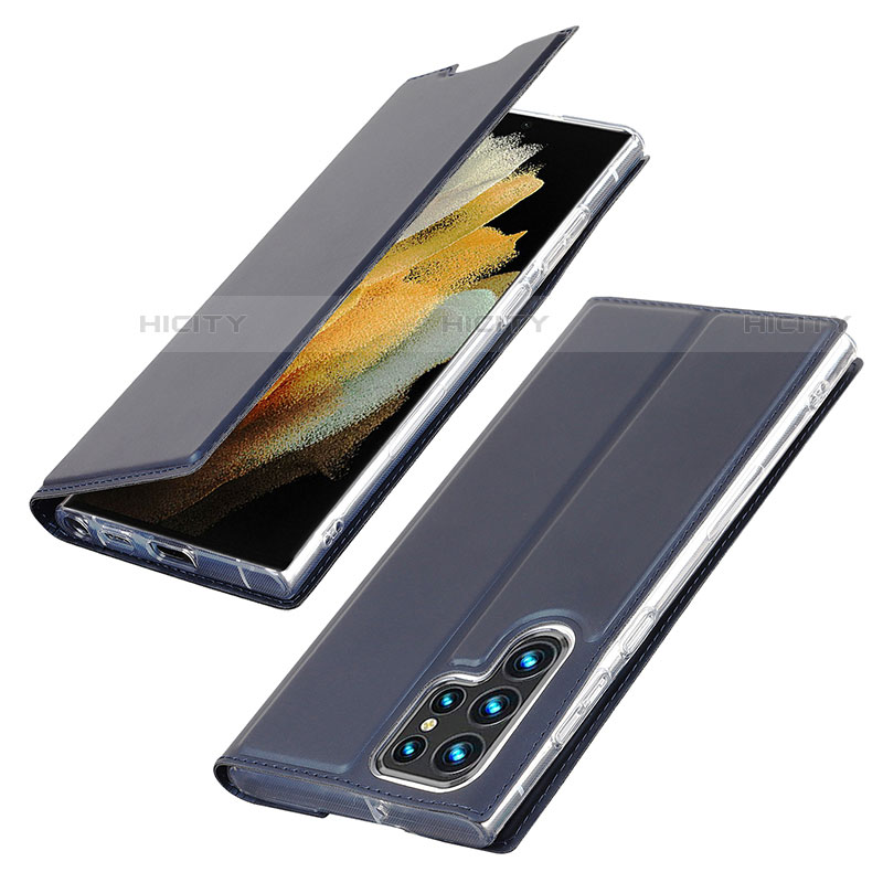 Custodia Portafoglio In Pelle Cover con Supporto T03D per Samsung Galaxy S23 Ultra 5G Blu