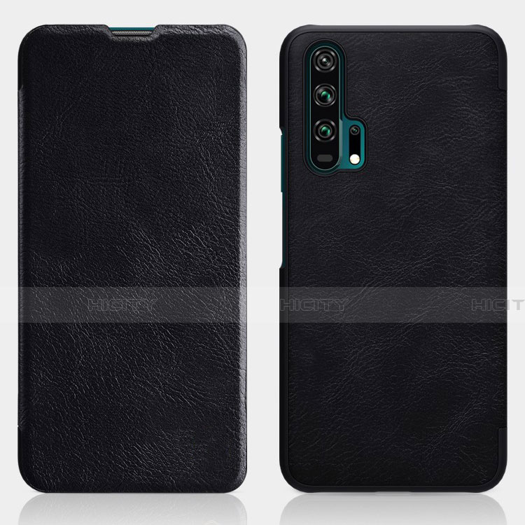 Custodia Portafoglio In Pelle Cover con Supporto T04 per Huawei Honor 20 Pro Nero