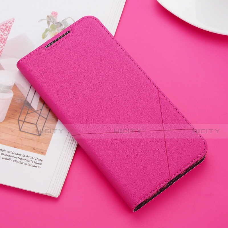 Custodia Portafoglio In Pelle Cover con Supporto T04 per Huawei Nova 5i Rosa Caldo