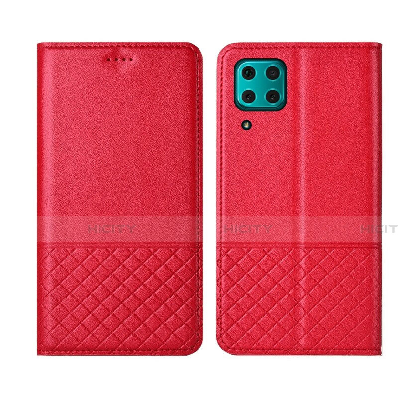 Custodia Portafoglio In Pelle Cover con Supporto T04 per Huawei P40 Lite Rosso