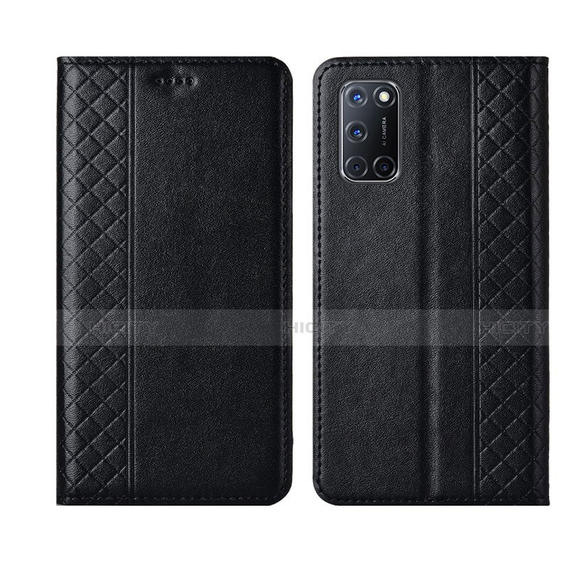 Custodia Portafoglio In Pelle Cover con Supporto T04 per Oppo A52 Nero