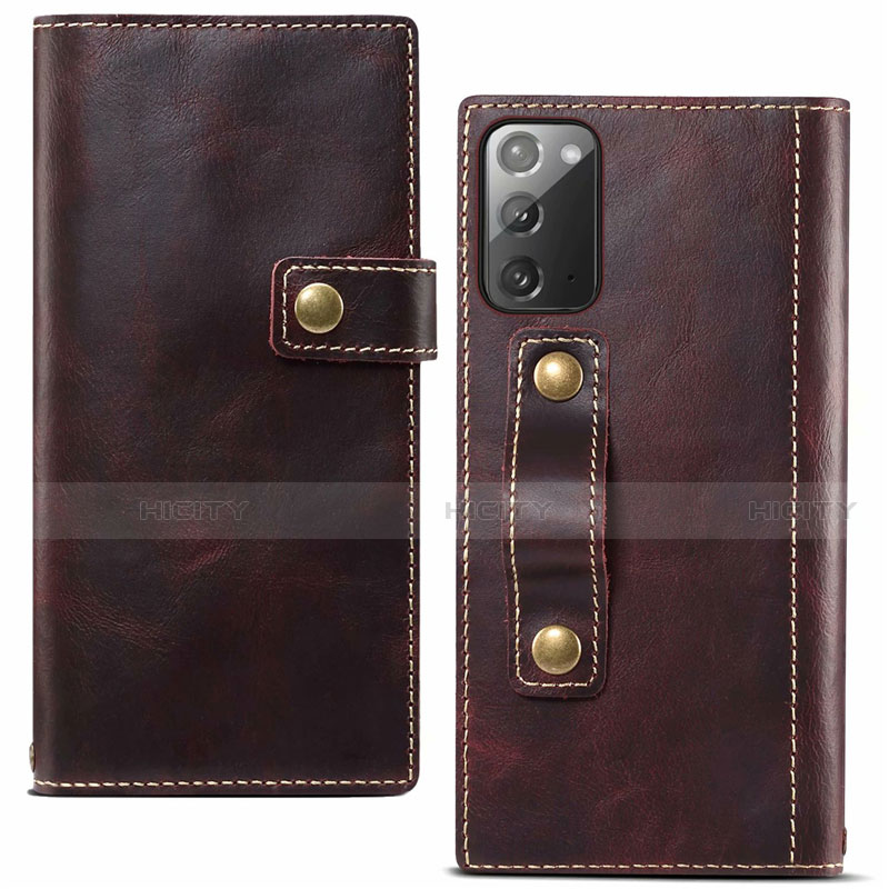 Custodia Portafoglio In Pelle Cover con Supporto T04 per Samsung Galaxy Note 20 5G Rosso Rosa