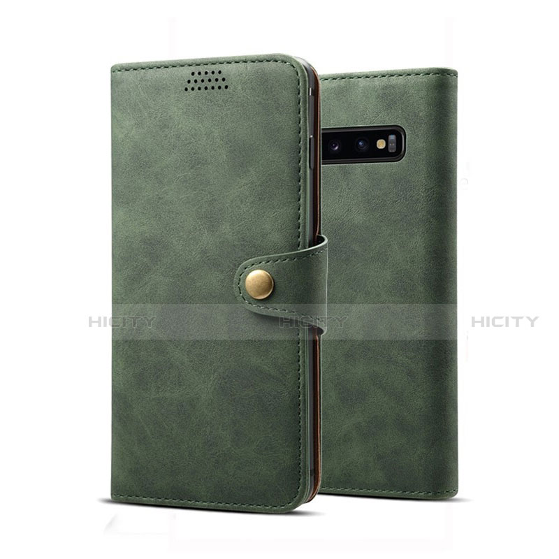 Custodia Portafoglio In Pelle Cover con Supporto T04 per Samsung Galaxy S10 Plus Verde