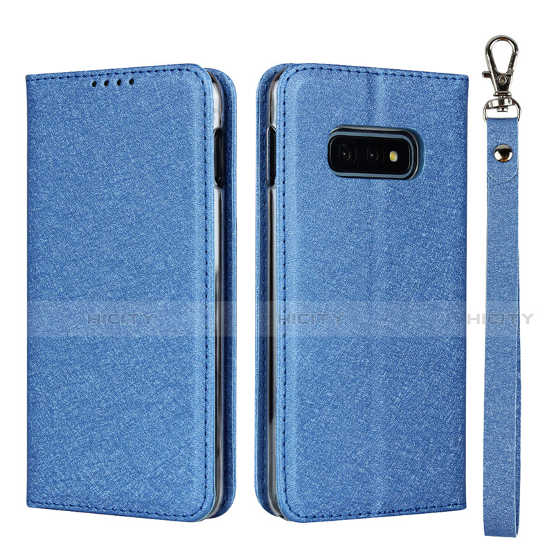 Custodia Portafoglio In Pelle Cover con Supporto T04 per Samsung Galaxy S10e Blu