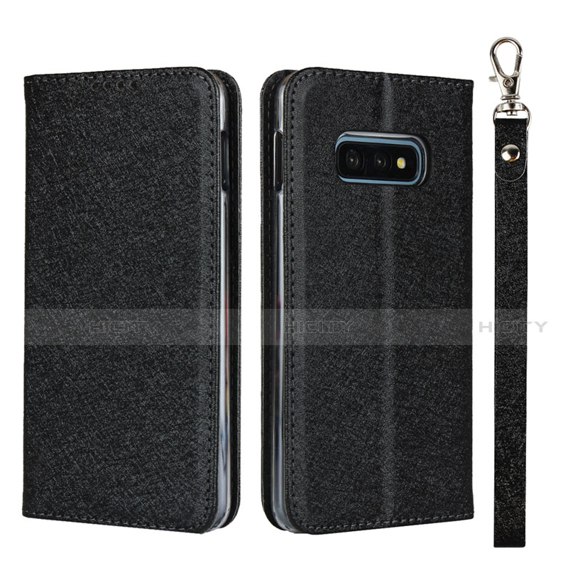 Custodia Portafoglio In Pelle Cover con Supporto T04 per Samsung Galaxy S10e Nero