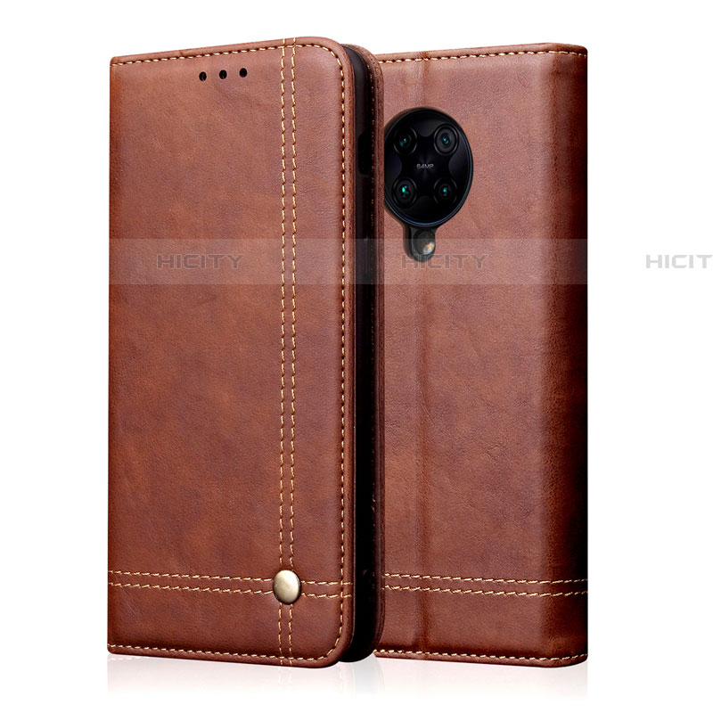 Custodia Portafoglio In Pelle Cover con Supporto T04 per Xiaomi Redmi K30 Pro 5G Marrone