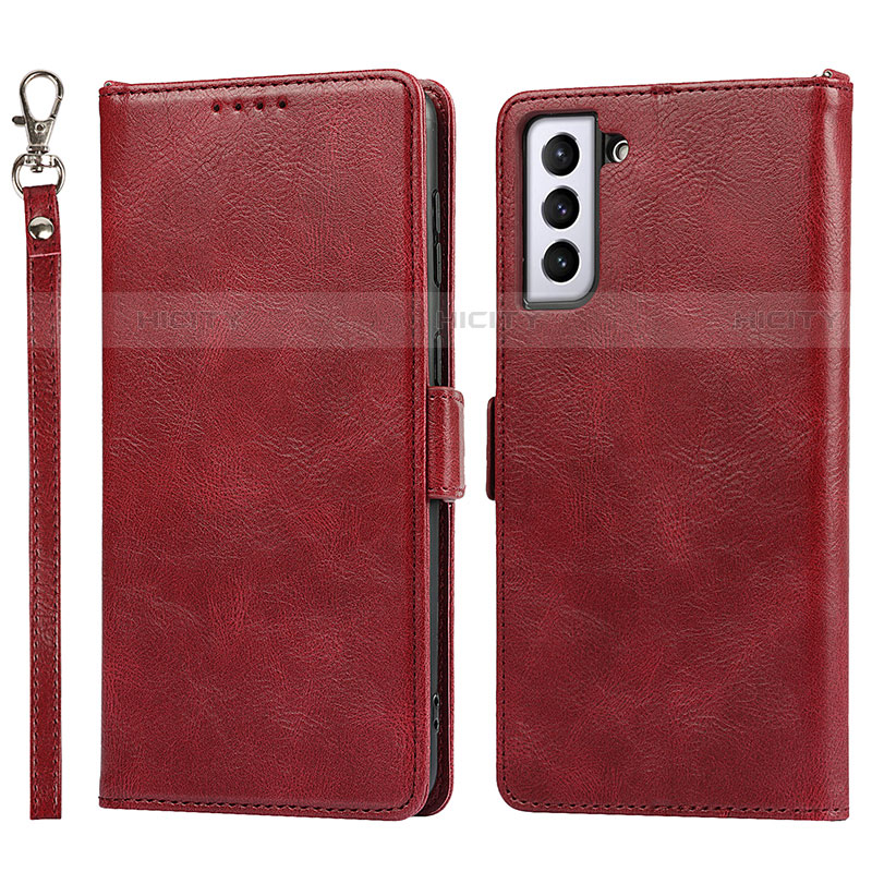 Custodia Portafoglio In Pelle Cover con Supporto T04D per Samsung Galaxy S21 5G Rosso