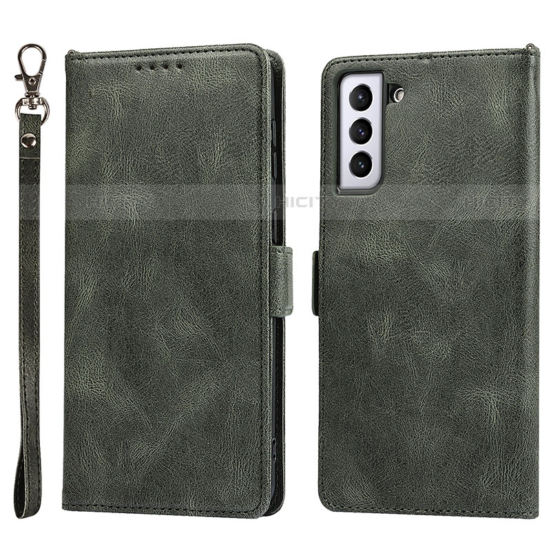 Custodia Portafoglio In Pelle Cover con Supporto T04D per Samsung Galaxy S21 Plus 5G Verde
