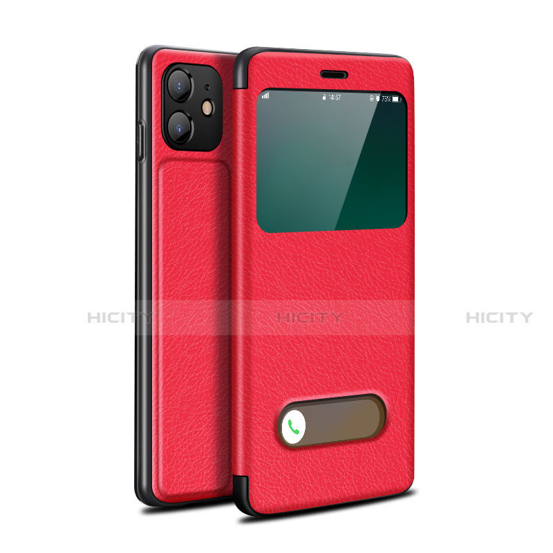 Custodia Portafoglio In Pelle Cover con Supporto T05 per Apple iPhone 12 Mini Rosso