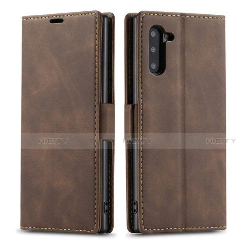 Custodia Portafoglio In Pelle Cover con Supporto T05 per Samsung Galaxy Note 10 5G Marrone