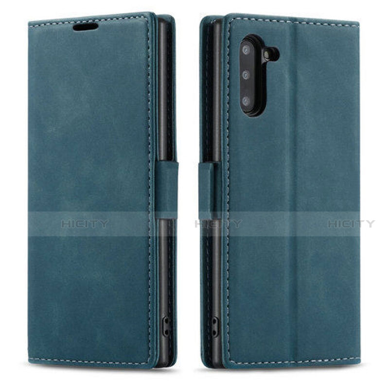 Custodia Portafoglio In Pelle Cover con Supporto T05 per Samsung Galaxy Note 10 Blu