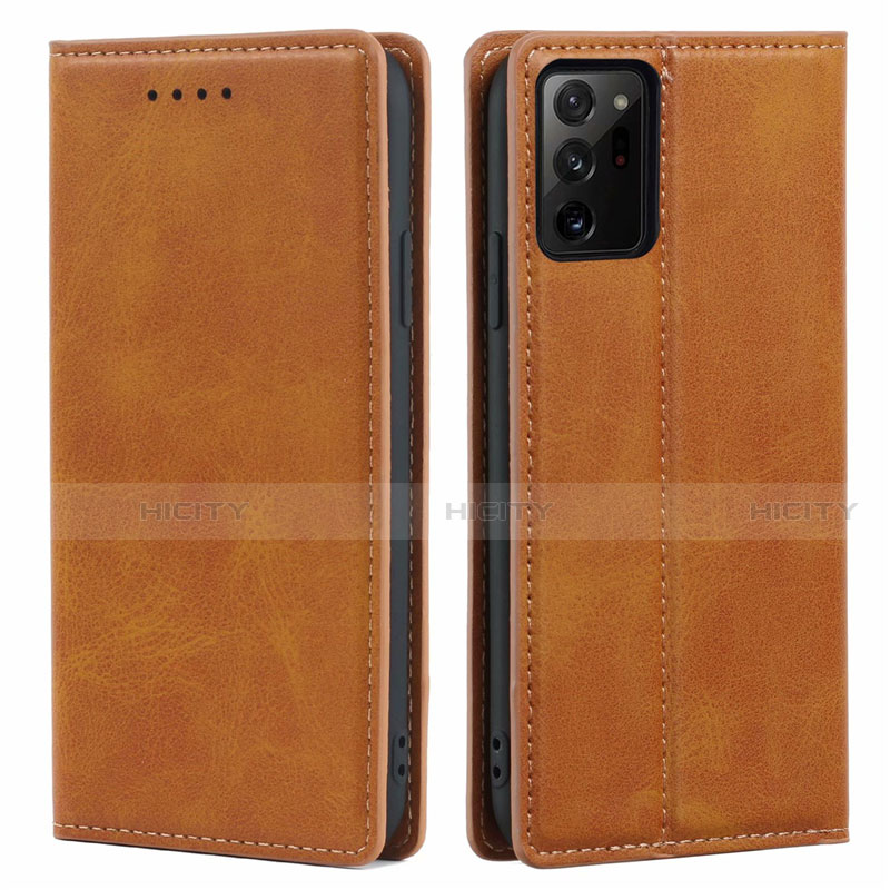 Custodia Portafoglio In Pelle Cover con Supporto T05 per Samsung Galaxy Note 20 Ultra 5G Marrone Chiaro