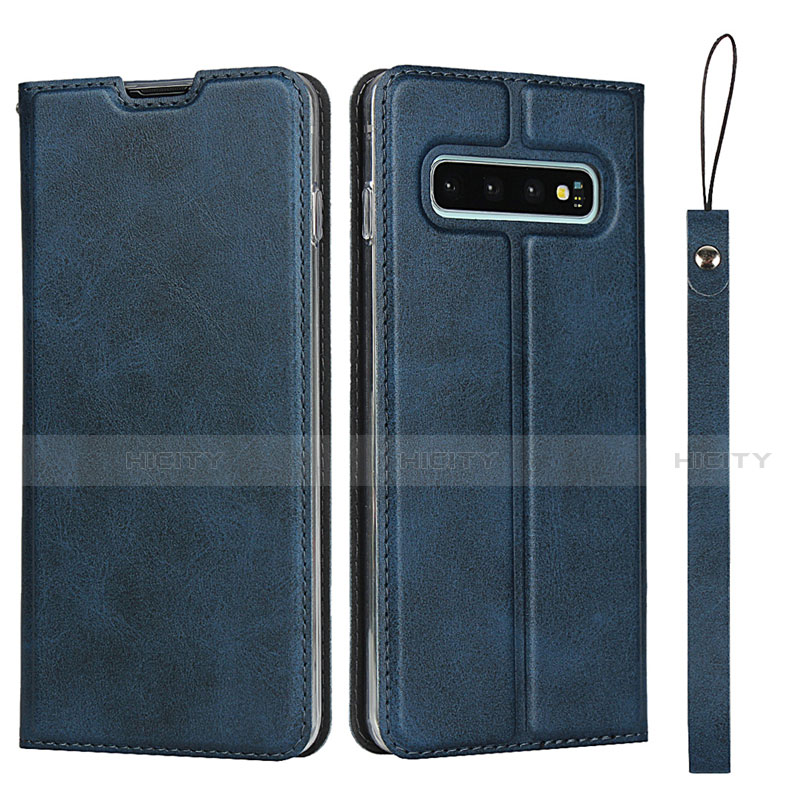 Custodia Portafoglio In Pelle Cover con Supporto T05 per Samsung Galaxy S10 Blu