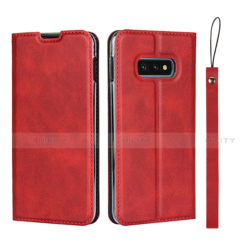 Custodia Portafoglio In Pelle Cover con Supporto T05 per Samsung Galaxy S10e Rosso