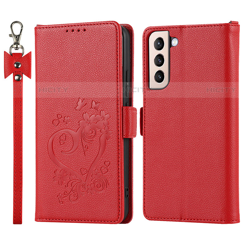 Custodia Portafoglio In Pelle Cover con Supporto T05D per Samsung Galaxy S21 5G Rosso