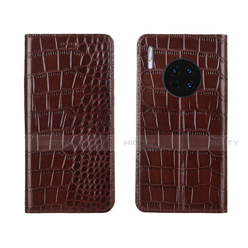 Custodia Portafoglio In Pelle Cover con Supporto T06 per Huawei Mate 30 Marrone