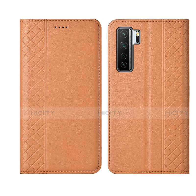 Custodia Portafoglio In Pelle Cover con Supporto T06 per Huawei P40 Lite 5G Arancione