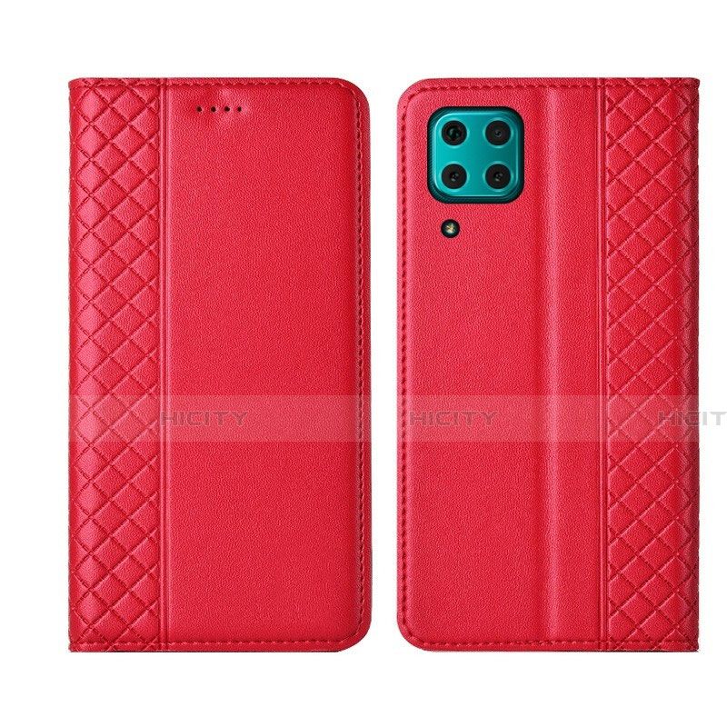 Custodia Portafoglio In Pelle Cover con Supporto T06 per Huawei P40 Lite Rosso