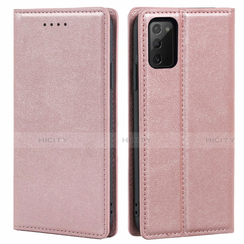 Custodia Portafoglio In Pelle Cover con Supporto T06 per Samsung Galaxy Note 20 5G Oro Rosa