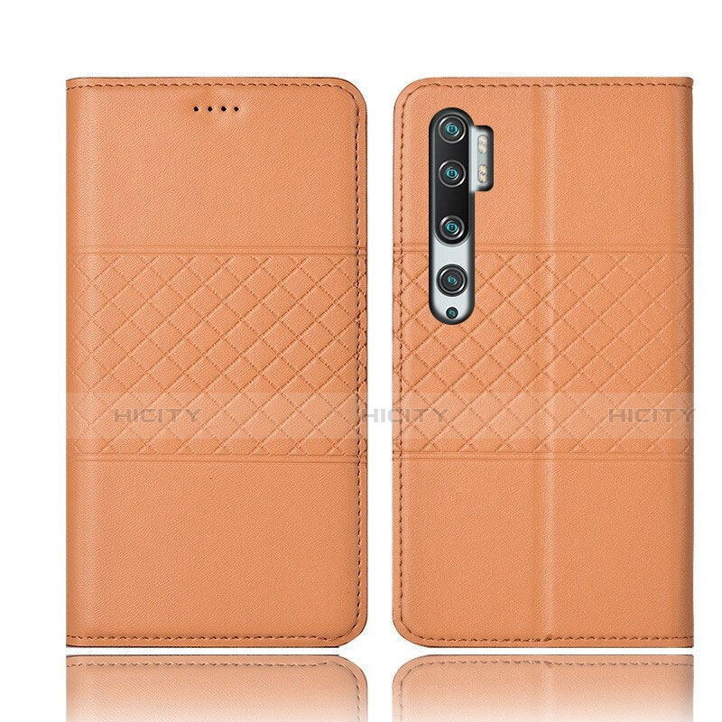 Custodia Portafoglio In Pelle Cover con Supporto T06 per Xiaomi Mi Note 10 Pro Arancione