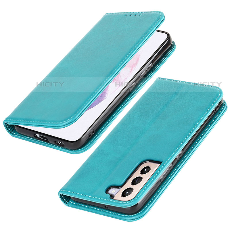 Custodia Portafoglio In Pelle Cover con Supporto T06D per Samsung Galaxy S21 Plus 5G Cielo Blu