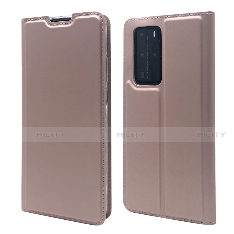 Custodia Portafoglio In Pelle Cover con Supporto T07 per Huawei P40 Pro Oro Rosa