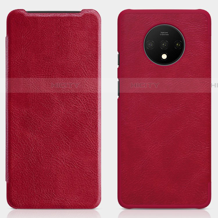 Custodia Portafoglio In Pelle Cover con Supporto T07 per OnePlus 7T Rosso