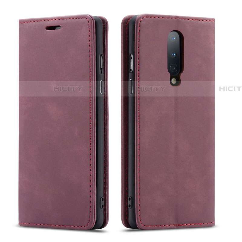 Custodia Portafoglio In Pelle Cover con Supporto T07 per OnePlus 8 Rosso Rosa