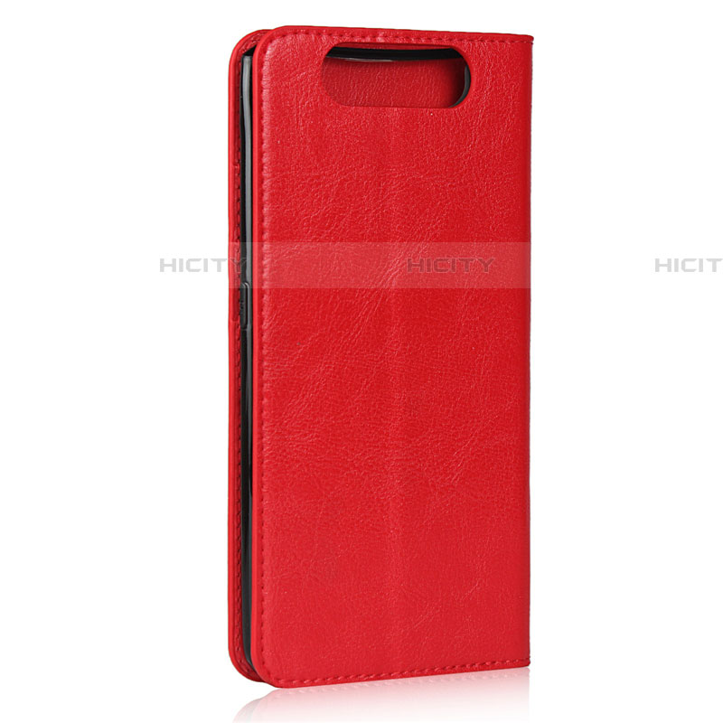 Custodia Portafoglio In Pelle Cover con Supporto T07 per Samsung Galaxy A80 Rosso