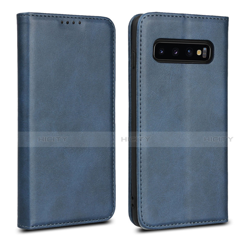 Custodia Portafoglio In Pelle Cover con Supporto T07 per Samsung Galaxy S10 Blu