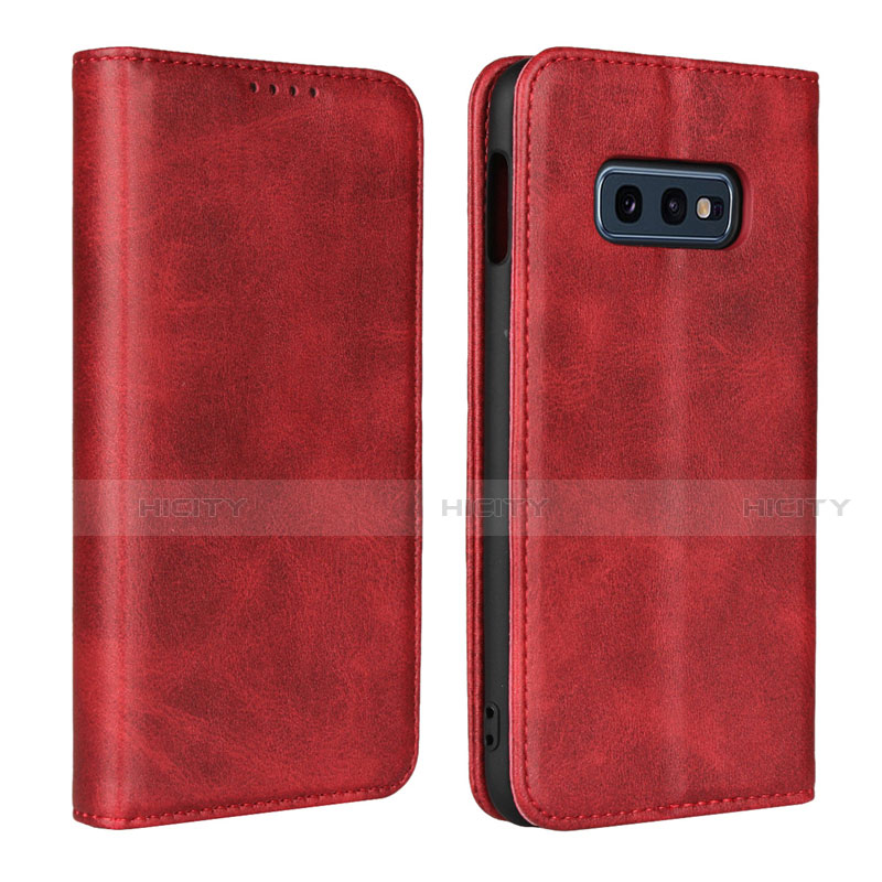Custodia Portafoglio In Pelle Cover con Supporto T07 per Samsung Galaxy S10e Rosso