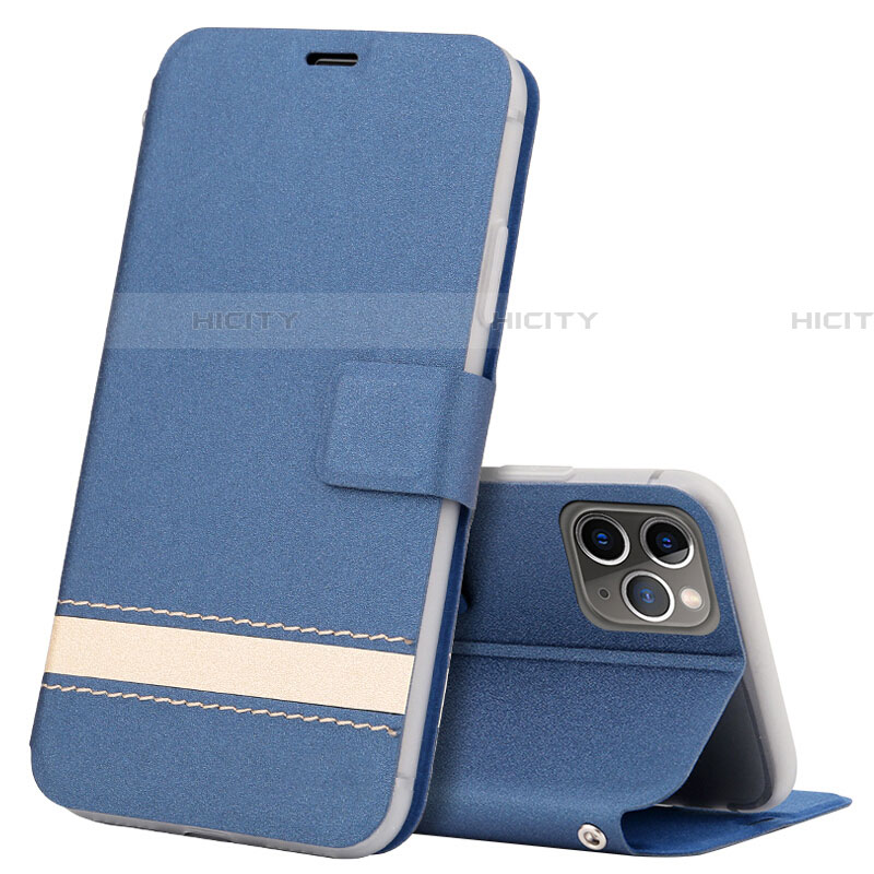 Custodia Portafoglio In Pelle Cover con Supporto T08 per Apple iPhone 11 Pro Max Blu