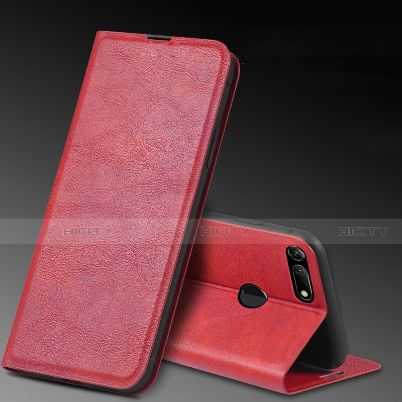 Custodia Portafoglio In Pelle Cover con Supporto T08 per Huawei Honor V20 Rosso