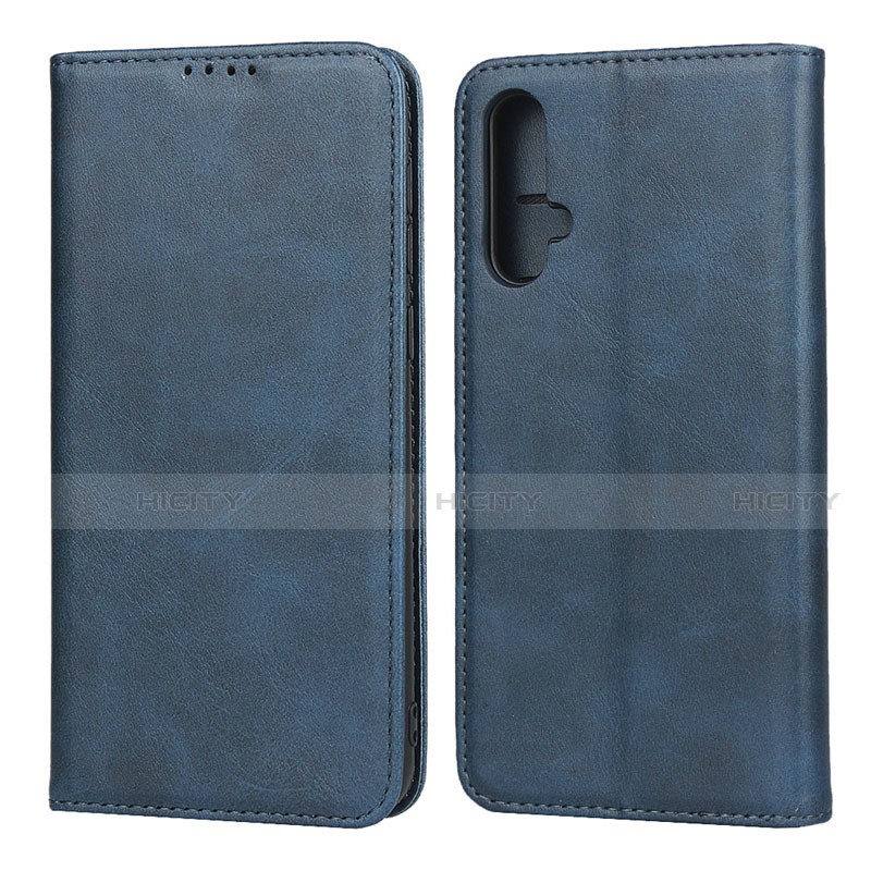 Custodia Portafoglio In Pelle Cover con Supporto T08 per Huawei Nova 5 Blu