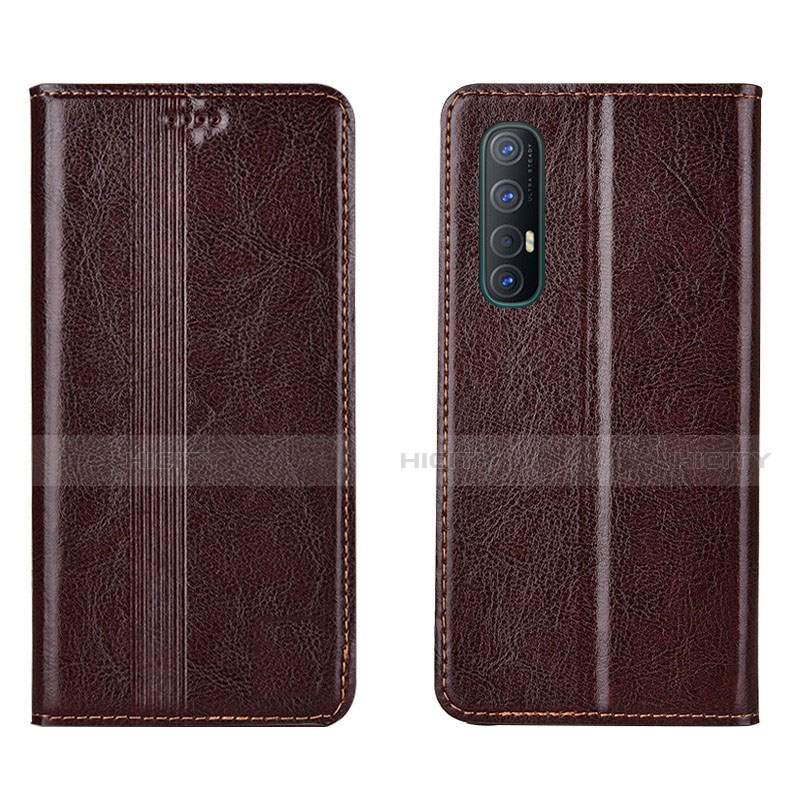 Custodia Portafoglio In Pelle Cover con Supporto T08 per Oppo Reno3 Pro Marrone