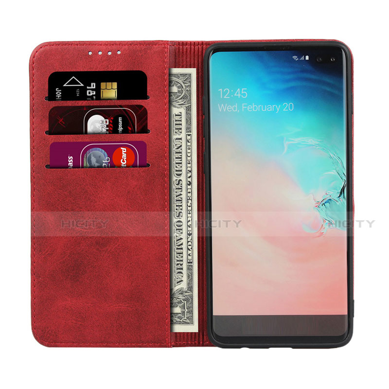 Custodia Portafoglio In Pelle Cover con Supporto T08 per Samsung Galaxy S10 Plus