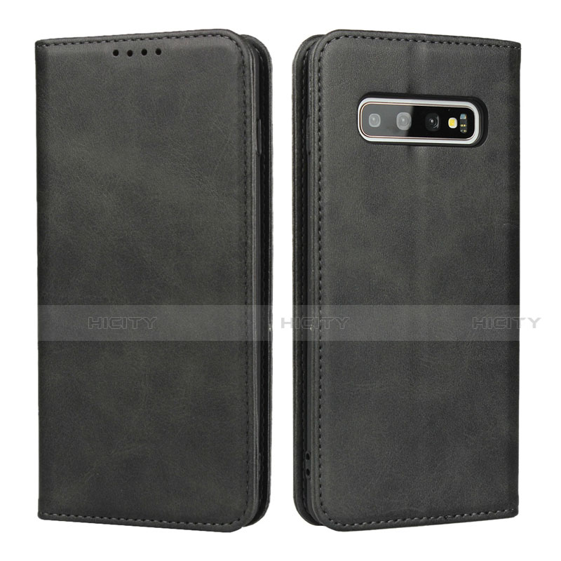 Custodia Portafoglio In Pelle Cover con Supporto T08 per Samsung Galaxy S10 Plus Nero