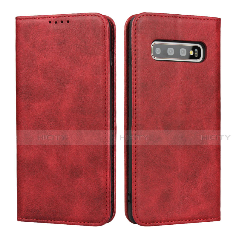 Custodia Portafoglio In Pelle Cover con Supporto T08 per Samsung Galaxy S10 Plus Rosso